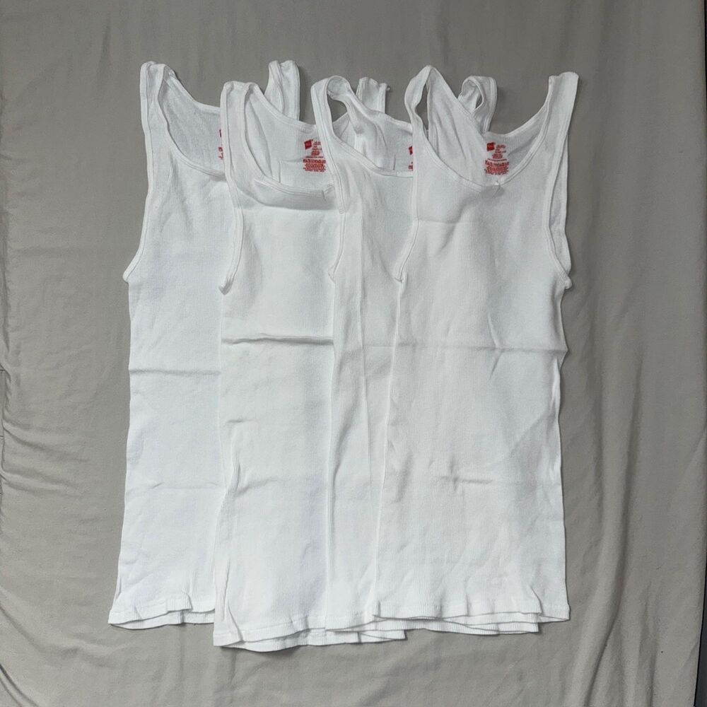 NWOT Hanes Tank Top Men L 4 Pk White Ultimate Classic Cotton Soft Comfort Summer